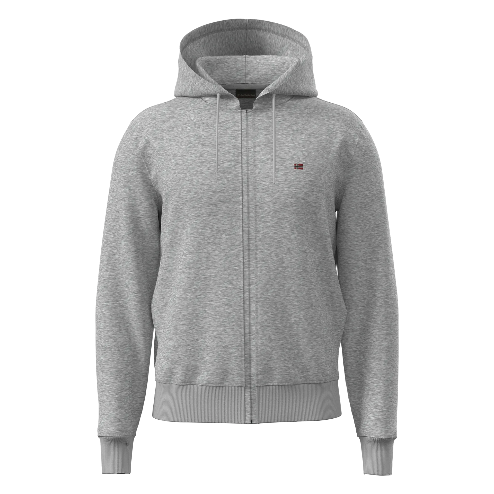 Felpa con Cappuccio e Zip Balis French Terry - Grigio Melange Medio