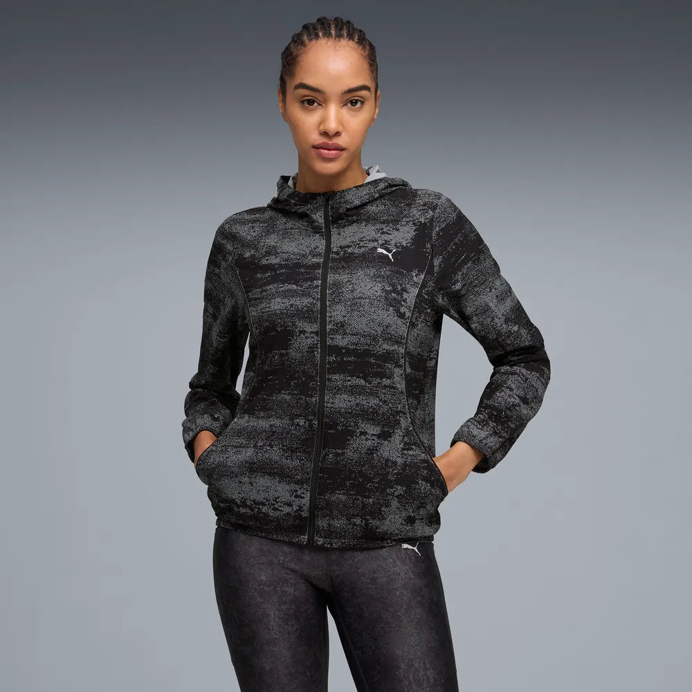 Giacca in tessuto Run Velocity Printed da donna - Nero