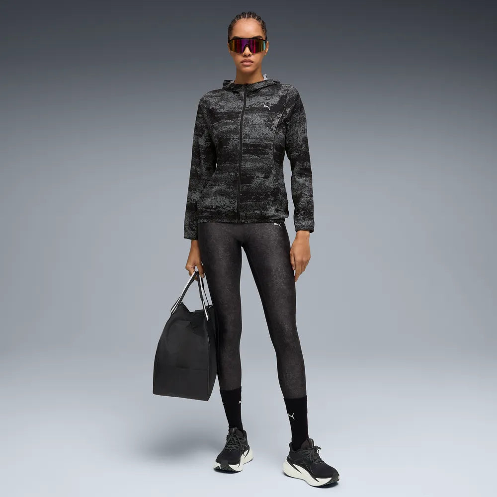 Giacca in tessuto Run Velocity Printed da donna - Nero
