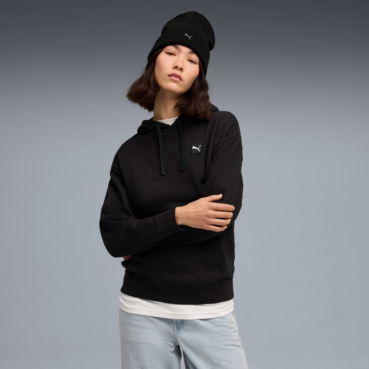 Felpa con cappuccio Essentials Elevated Comfort da donna - Nero