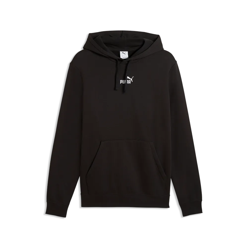 Felpa con cappuccio in pile con logo Essentials N.1 da uomo - Nero