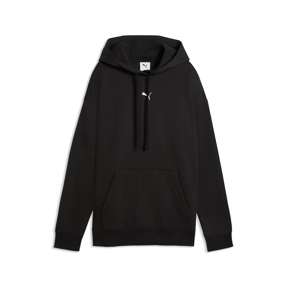 Felpa con cappuccio in pile Essentials dal taglio morbido da donna - Nero