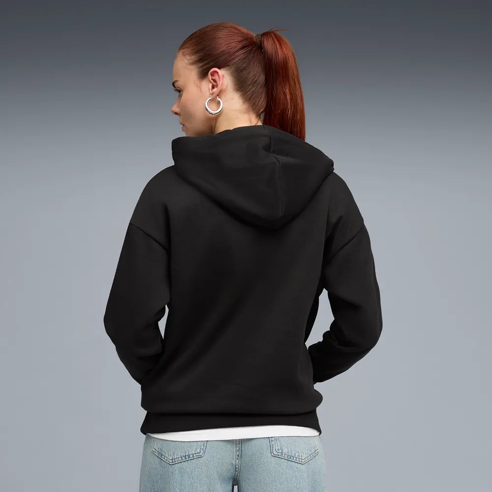 Felpa con cappuccio in pile Essentials dal taglio morbido da donna - Nero