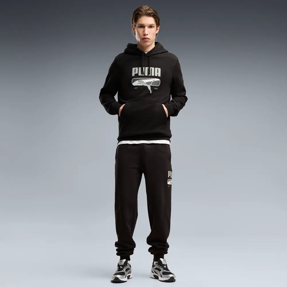 Felpa con cappuccio in pile PUMA Sport Logo Play da uomo - Nero