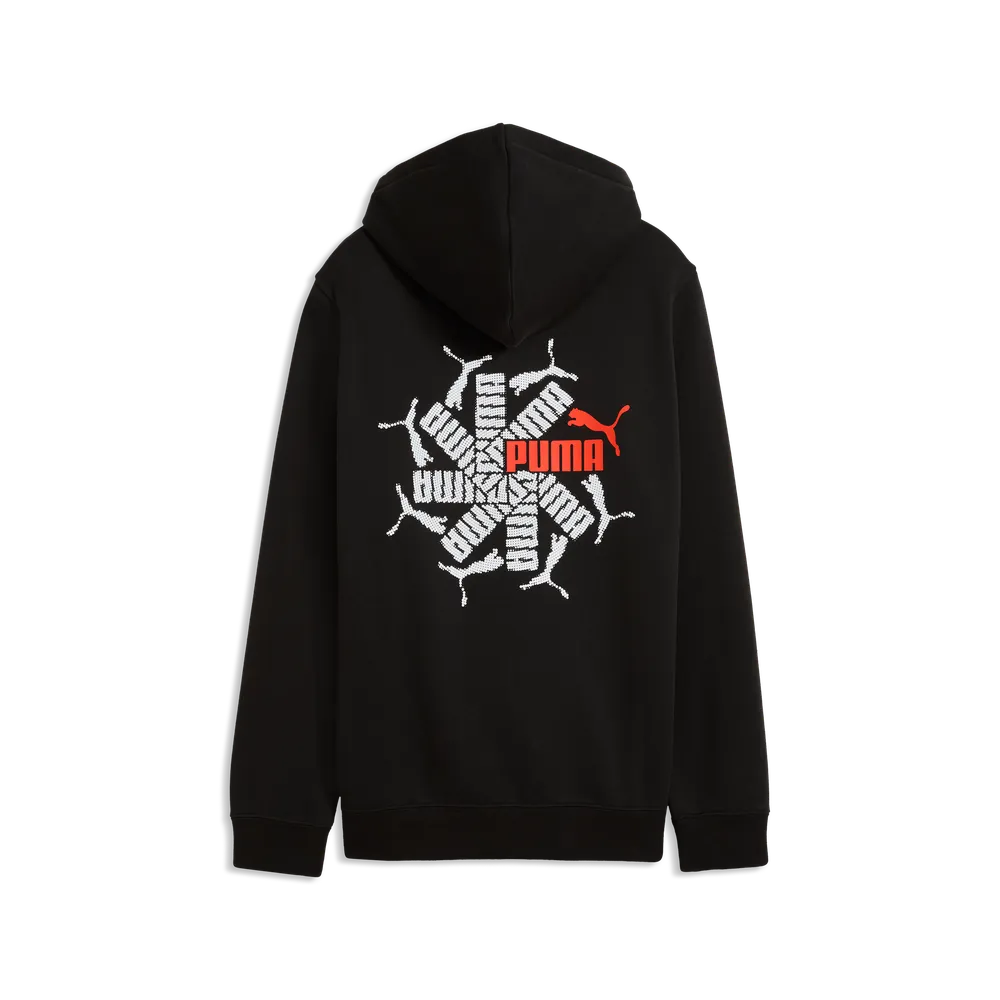 Felpa Essentials Logo Lab Brand Back Graphic Hoodie Fleece Boys - Nero