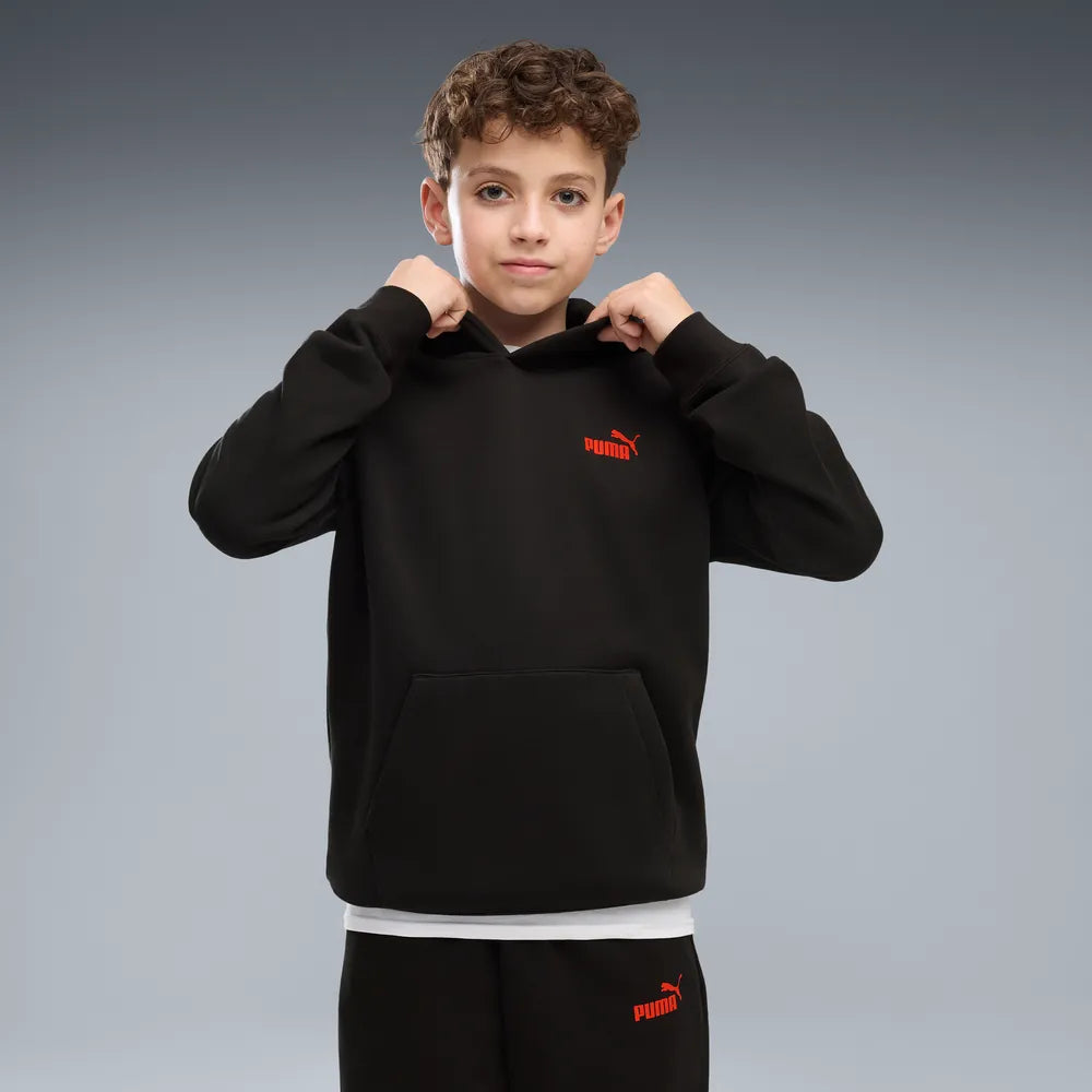 Felpa Essentials Logo Lab Brand Back Graphic Hoodie Fleece Boys - Nero