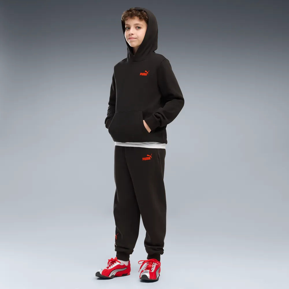 Felpa Essentials Logo Lab Brand Back Graphic Hoodie Fleece Boys - Nero