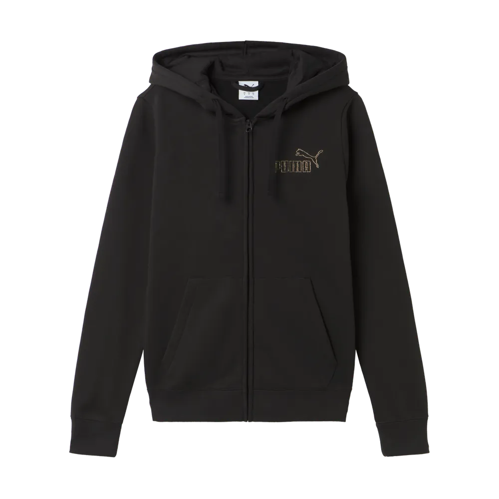 Felpa Essentials+ RHINESTONE Full-Zip Hoodie Fleece - Nero