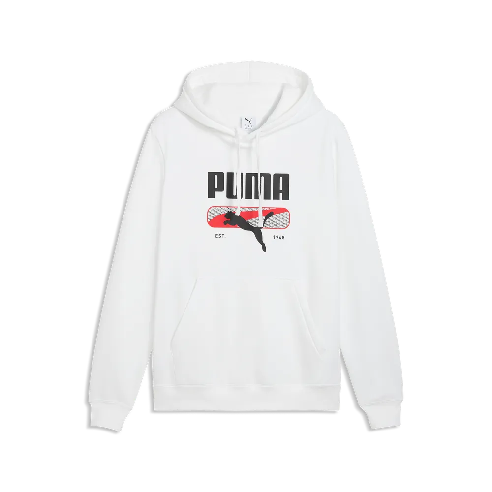 Felpa con cappuccio in pile PUMA Sport Logo Play da uomo - Bianco
