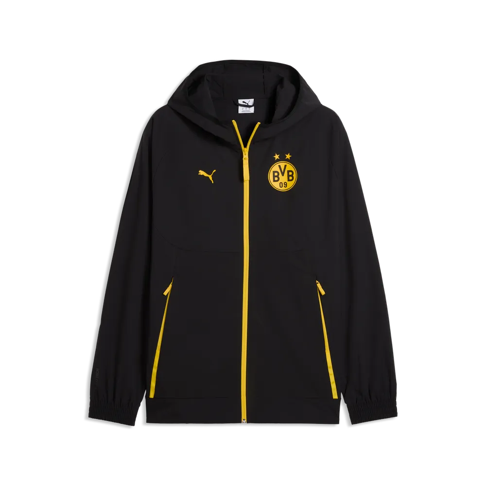 Giacca in tessuto con zip integrale Borussia Dortmund PUMATECH da uomo - Nero