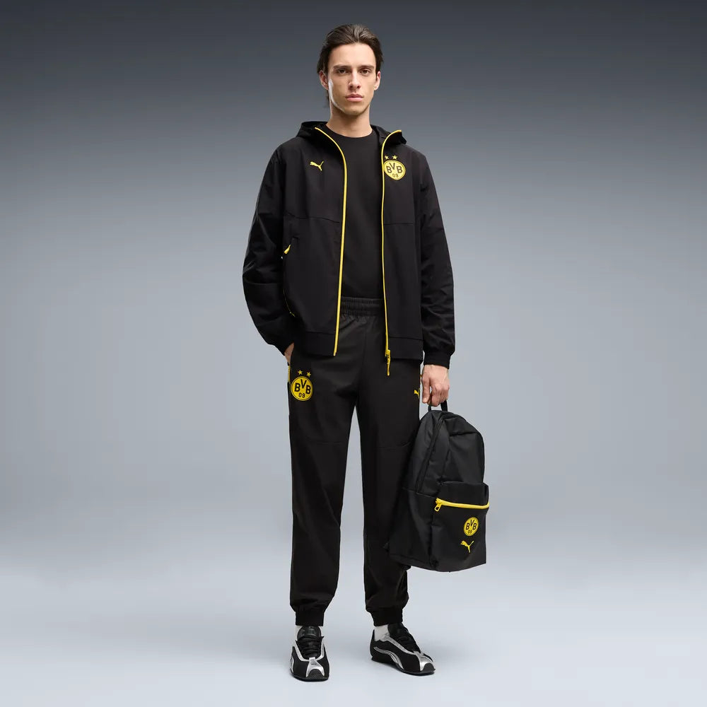 Giacca in tessuto con zip integrale Borussia Dortmund PUMATECH da uomo - Nero