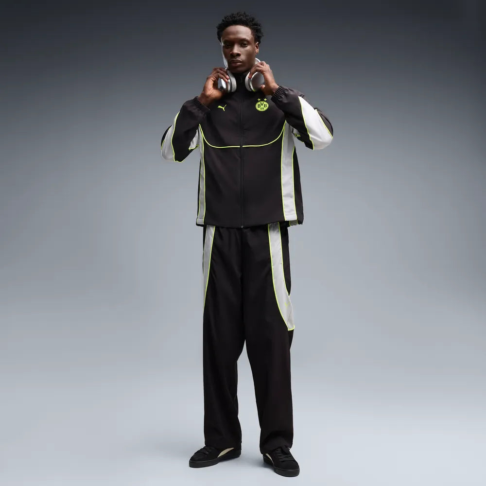 Giacca sportiva Borussia Dortmund PUMATECH-X con zip integrale da uomo - Nero