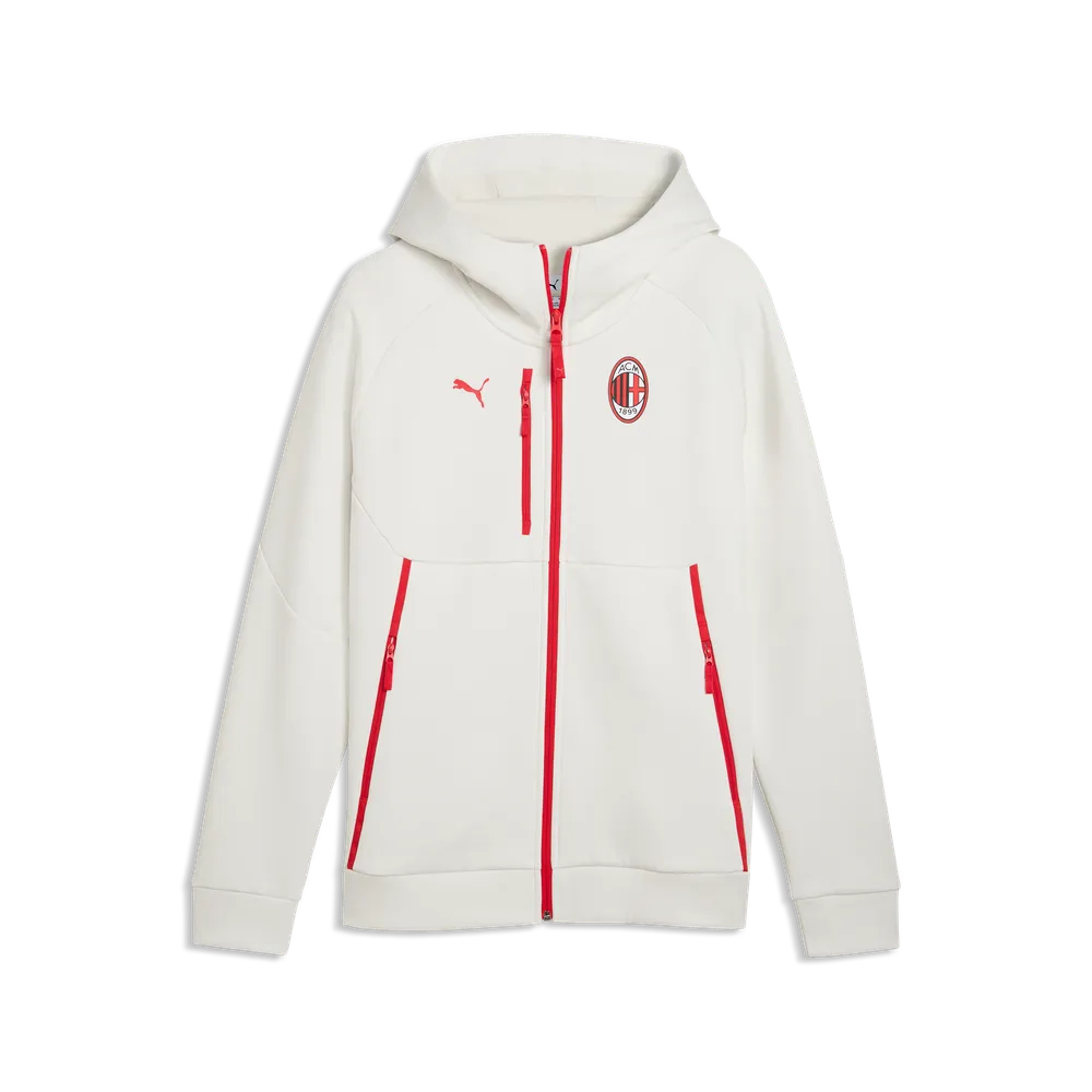 Felpa con zip integrale e cappuccio AC Milan PUMATECH da uomo - Grigio Vapore