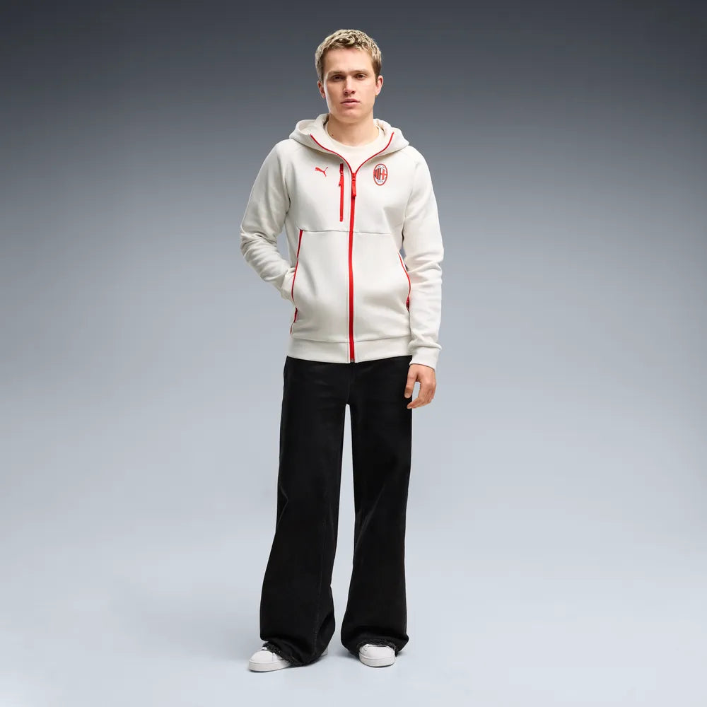 Felpa con zip integrale e cappuccio AC Milan PUMATECH da uomo - Grigio Vapore
