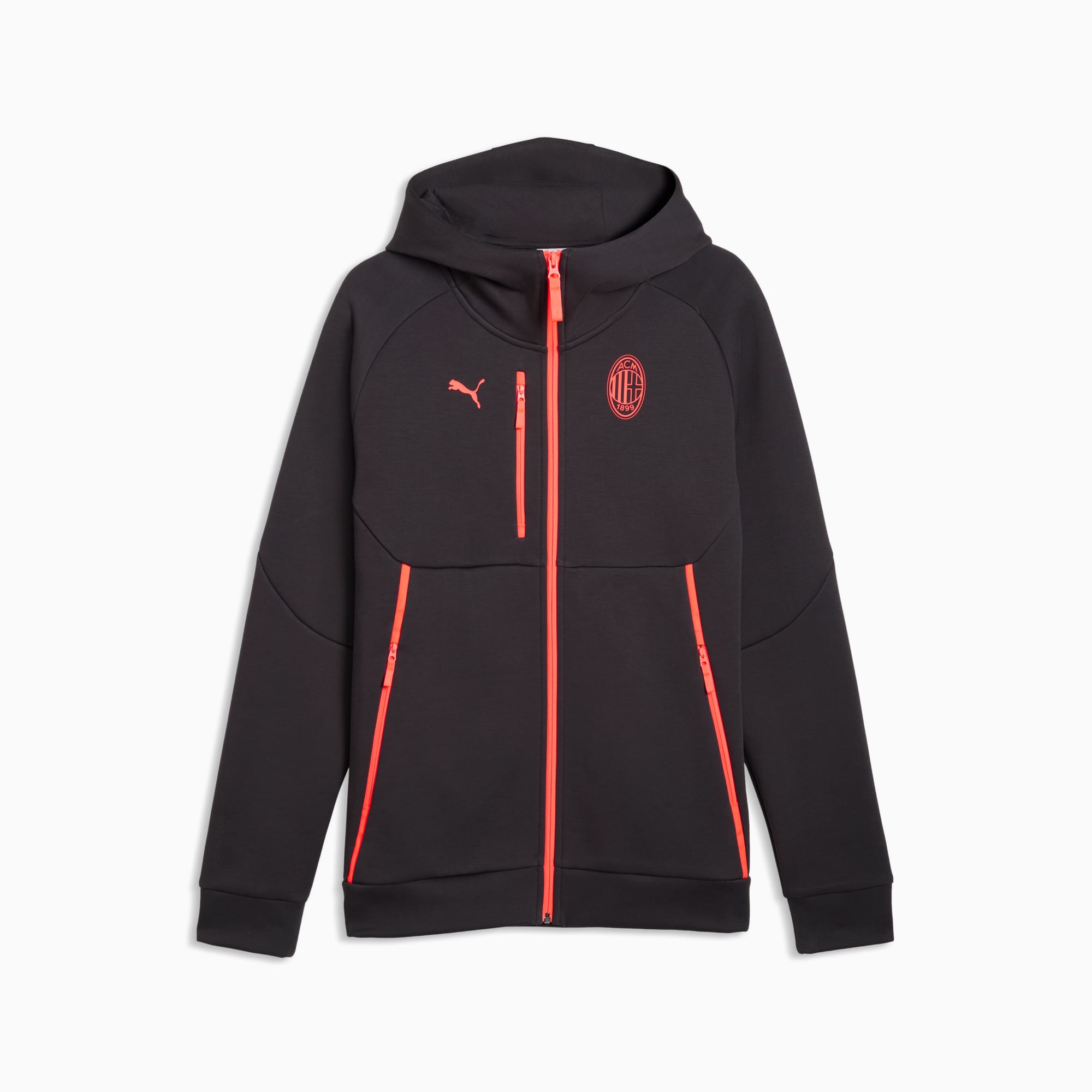 Felpa con zip integrale e cappuccio AC Milan PUMATECH da uomo - Grigio Scuro
