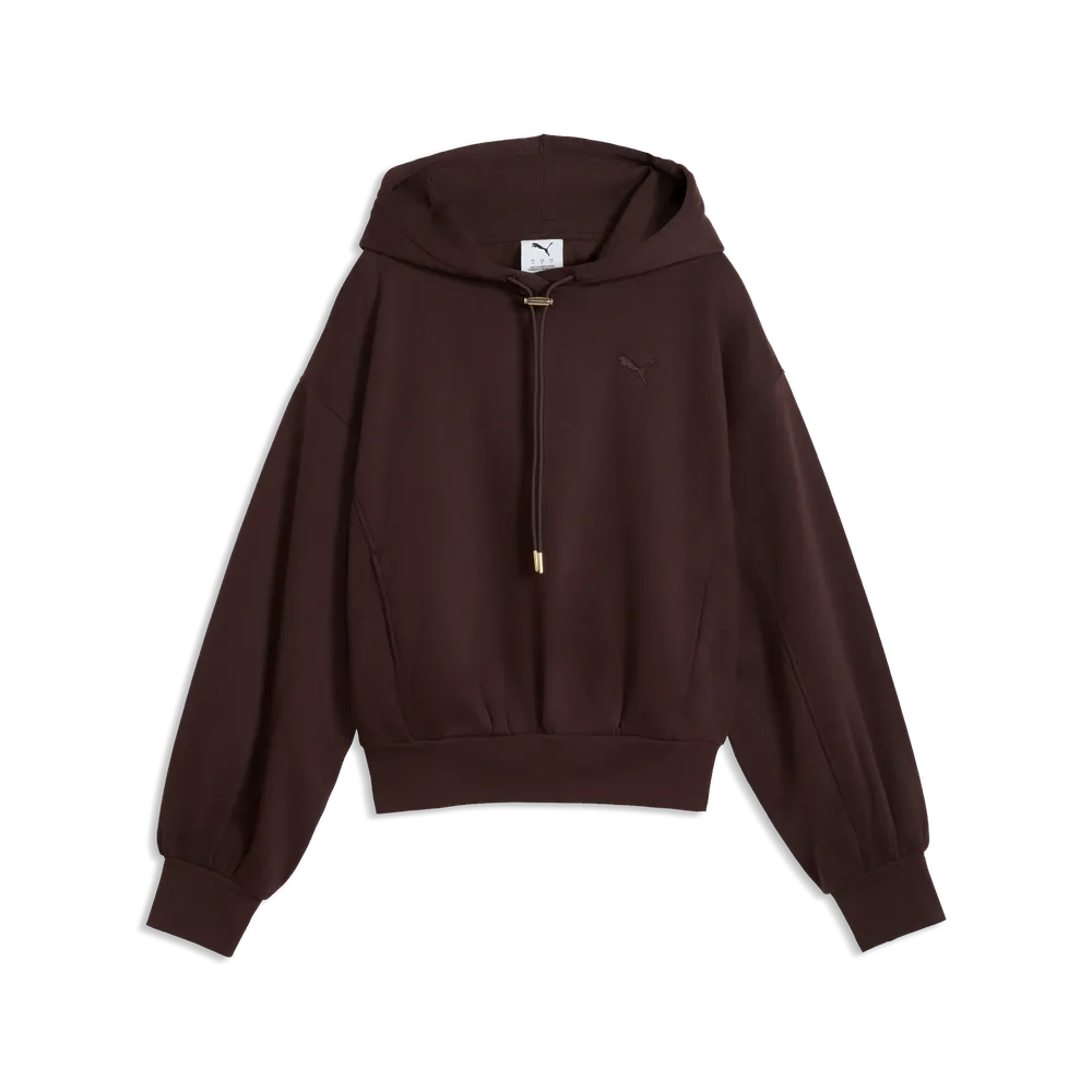 Felpa con cappuccio in pile HER dal taglio morbido da donna - Marrone Cioccolato