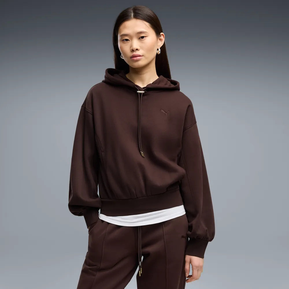 Felpa con cappuccio in pile HER dal taglio morbido da donna - Marrone Cioccolato