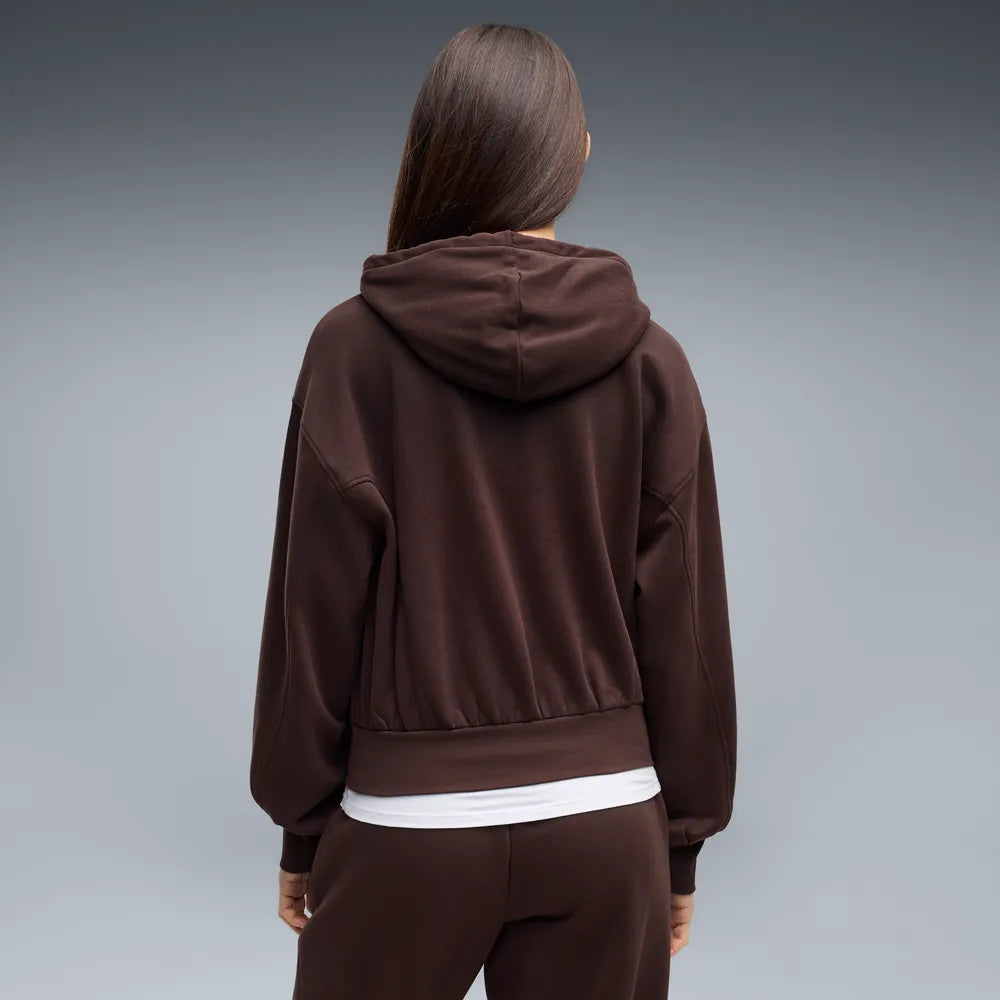Felpa con cappuccio in pile HER dal taglio morbido da donna - Marrone Cioccolato
