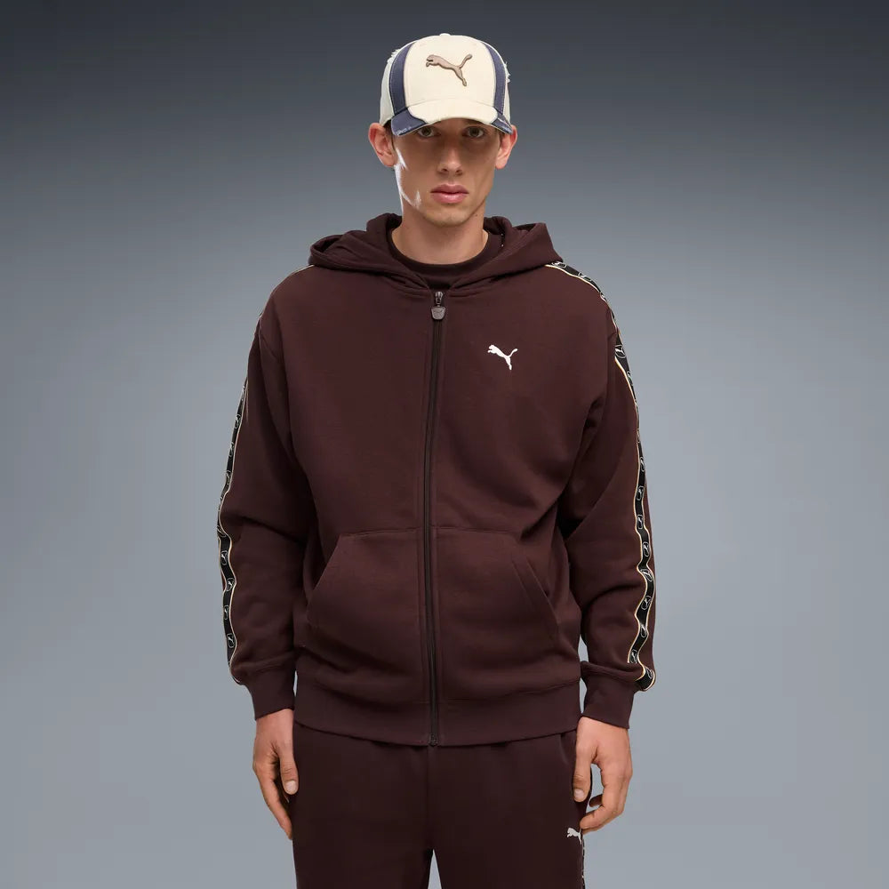Felpa Essentials Elevated Tape Relaxed Full-Zip Hoodie Fleece - Marrone Cioccolato