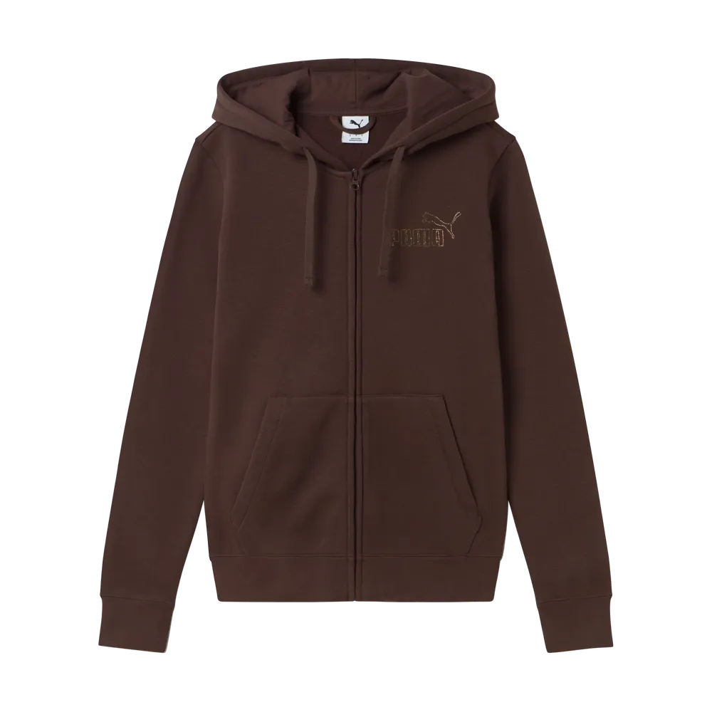 Felpa Essentials+ RHINESTONE Full-Zip Hoodie Fleece - Marrone Cioccolato