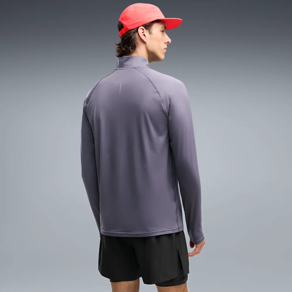 Top da running con zip corta VELOCITY CLOUDSPUN da uomo - Blu Inchiostro