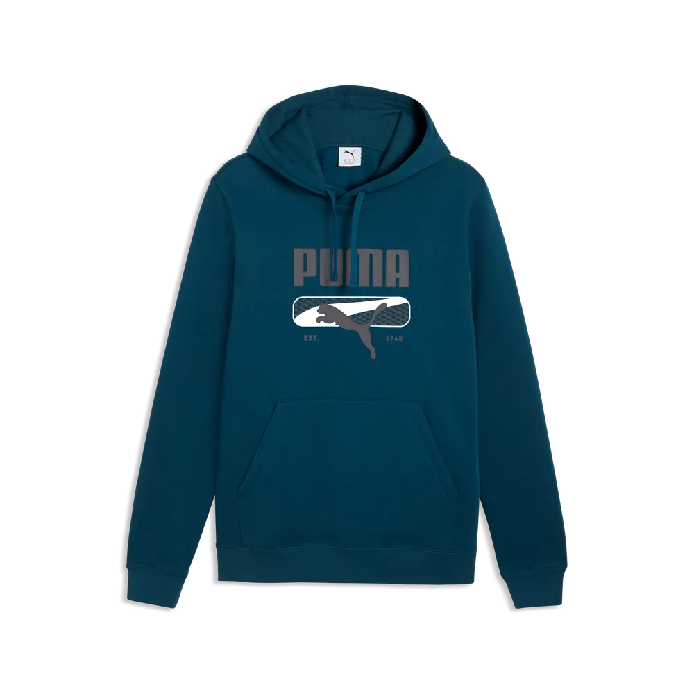 Felpa con cappuccio in pile PUMA Sport Logo Play da uomo - Verde Petrolio