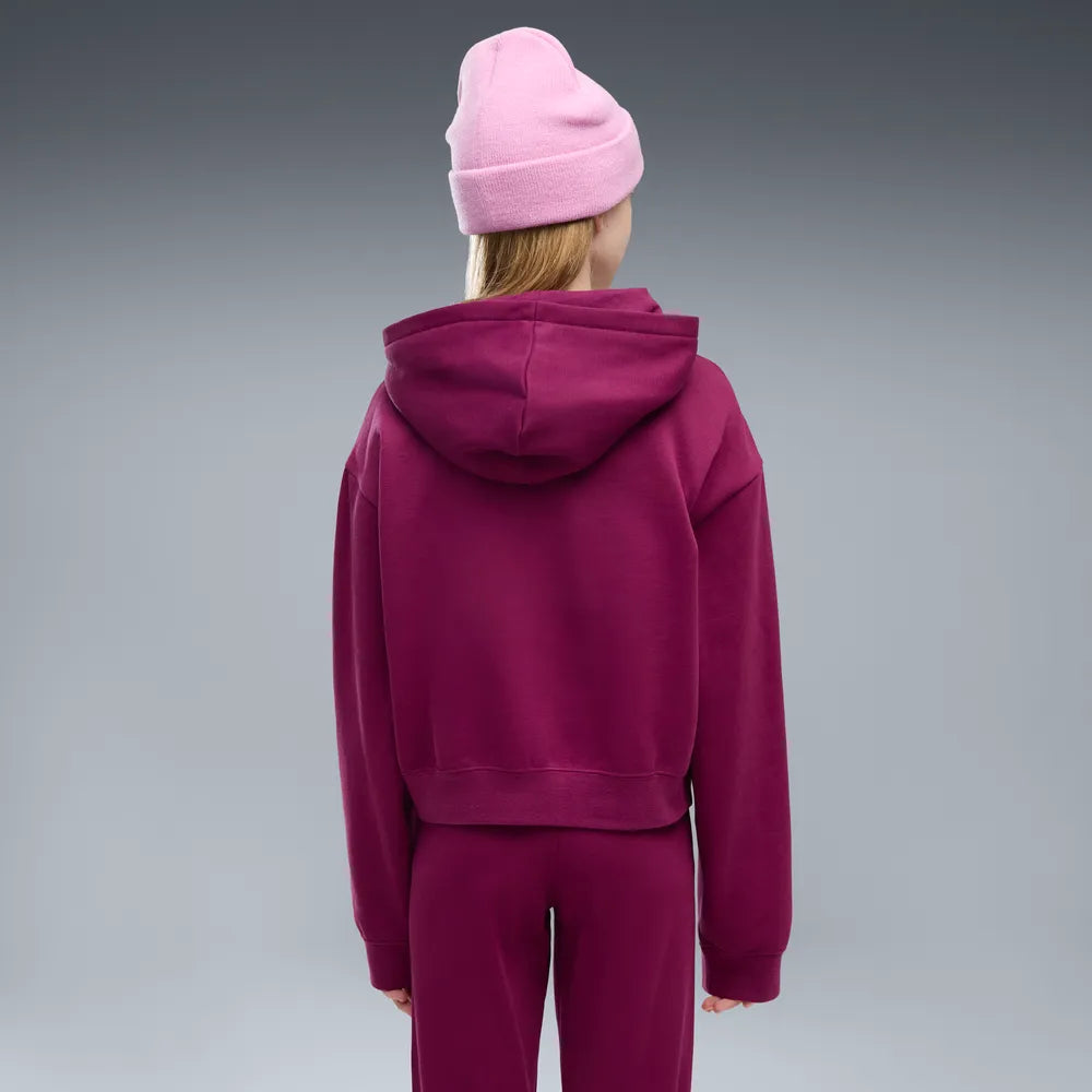 Felpa Essentials 2 Color No.1 Logo Short Length Hoodie Fleece Girls - Fucsia