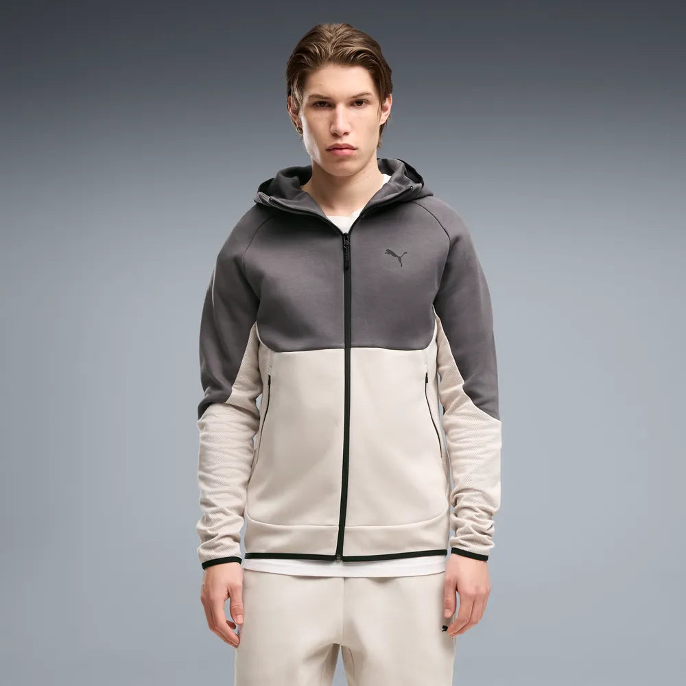 Felpa con cappuccio e zip PUMATECH Elevated da uomo - Grigio Nebbia
