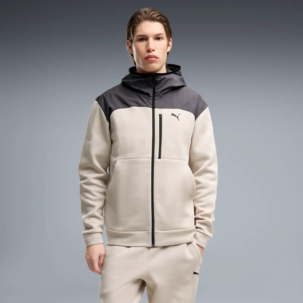 Felpa PUMATECH Material Mix Full-Zip - Grigio Nebbia