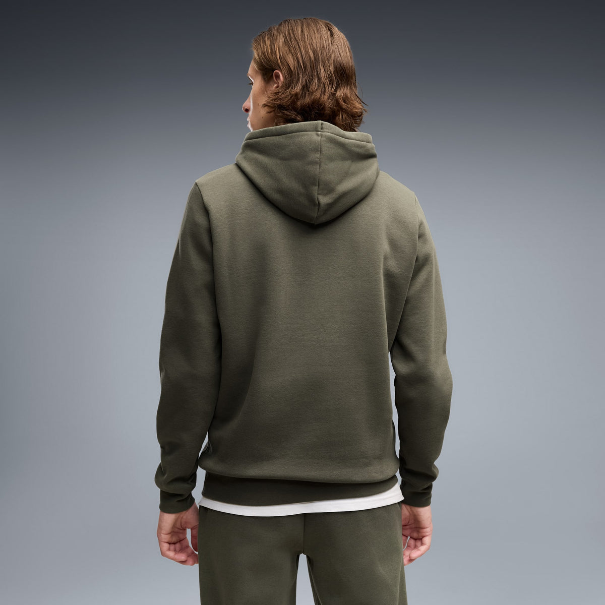 Felpa con cappuccio in pile con logo Essentials N.1 da uomo - Verde Muschio