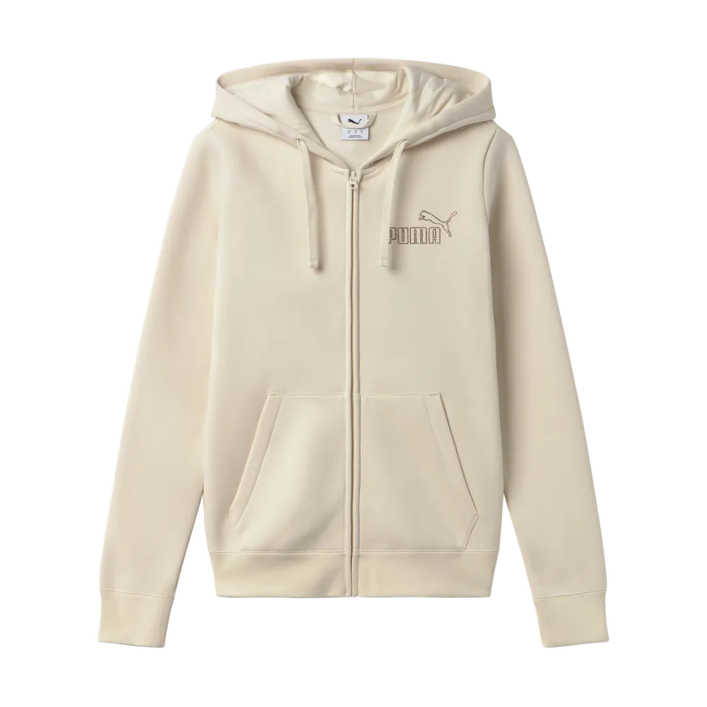 Felpa Essentials+ RHINESTONE Full-Zip Hoodie Fleece - Bianco Neve