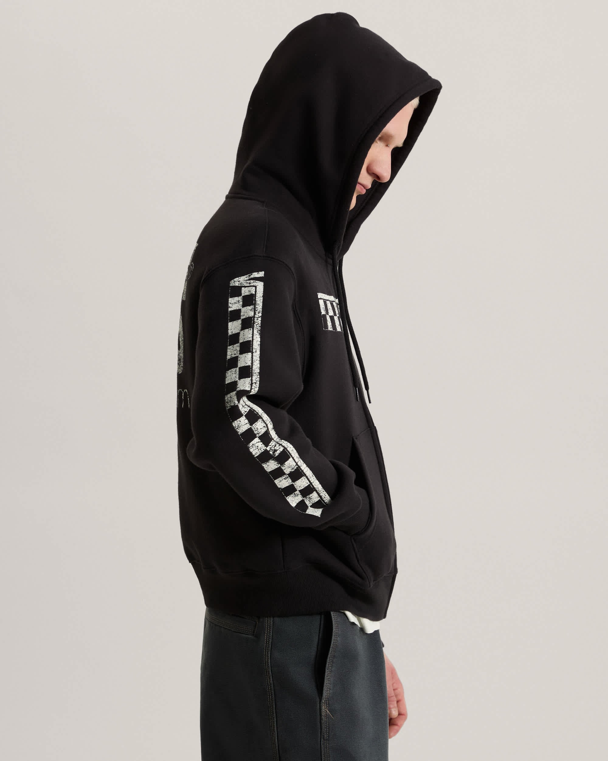 Felpa con Cappuccio e Zip Racing - Nero