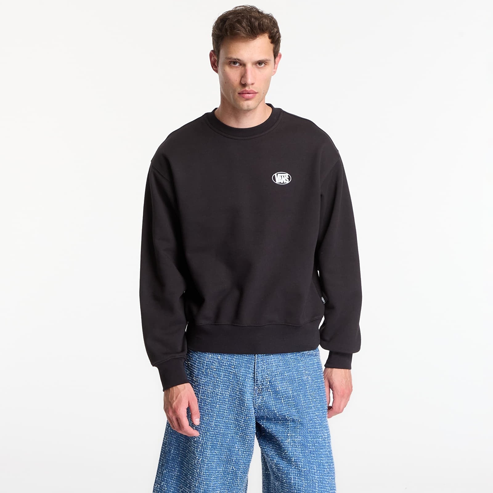 Felpa Girocollo Oval Logo - Nero