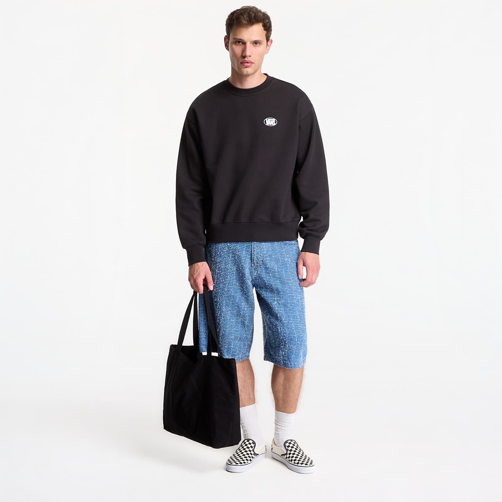 Felpa Girocollo Oval Logo - Nero