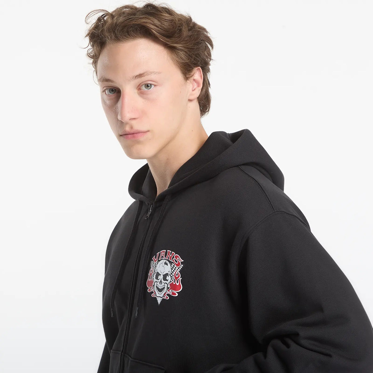 Felpa con Cappuccio e Zip Blaze Head - Nero