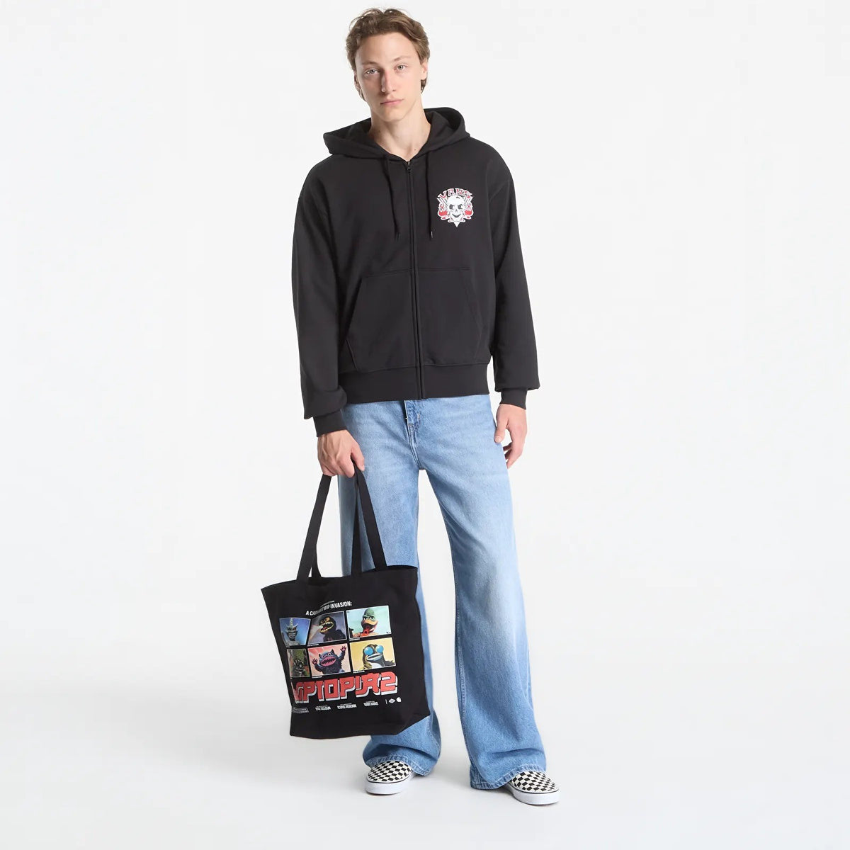 Felpa con Cappuccio e Zip Blaze Head - Nero