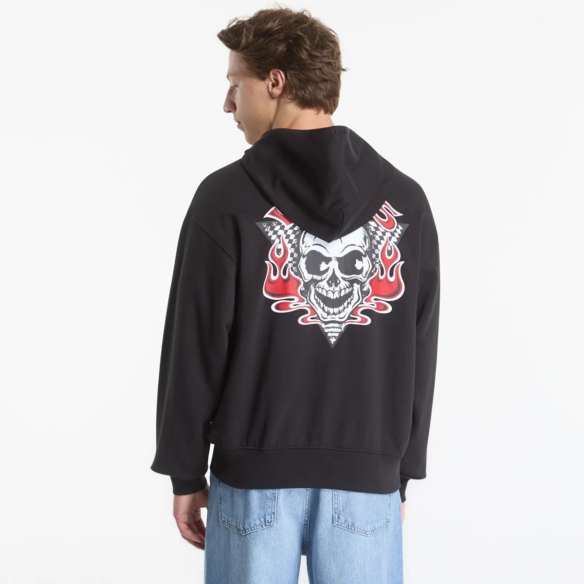 Felpa con Cappuccio e Zip Blaze Head - Nero