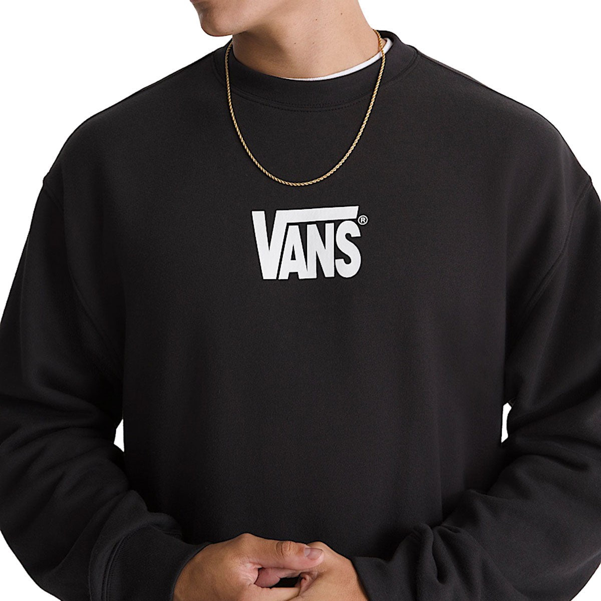 Felpa Girocollo Stretch Logo - Nero/Bianco
