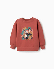 Zippy Felpa Garzata con Stampa Bambina - Terracotta