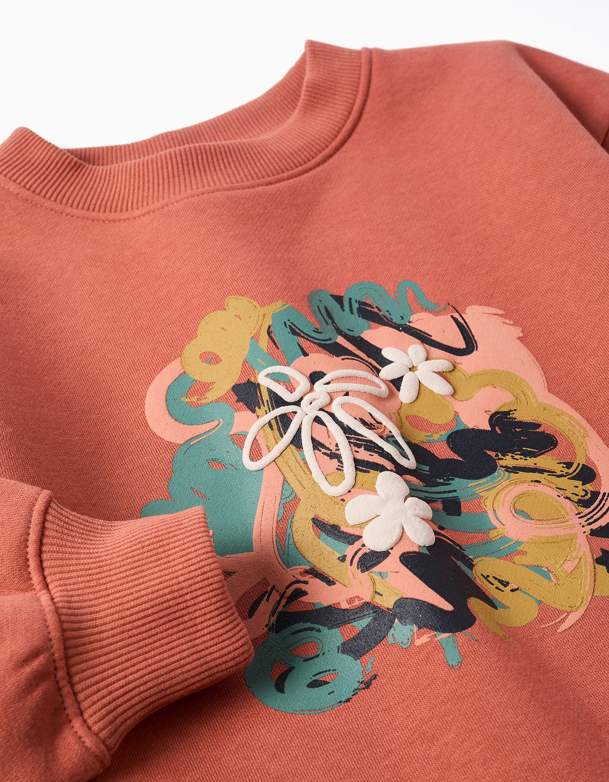 Zippy Felpa Garzata con Stampa Bambina - Terracotta