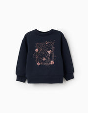 Zippy Felpa Garzata con Stampa Bambina - Blu Notte