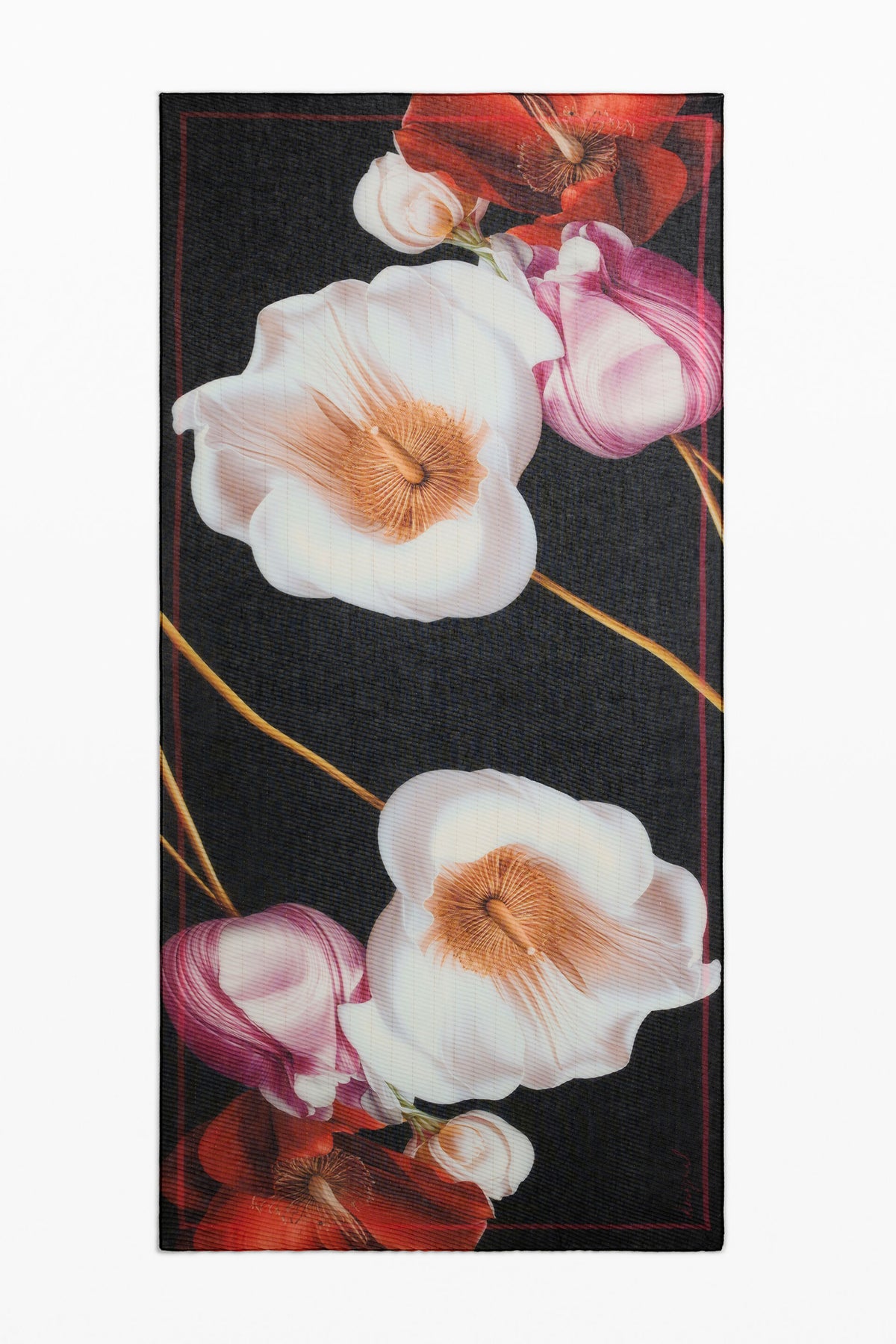 Foulard Stampato a Fiori - Nero