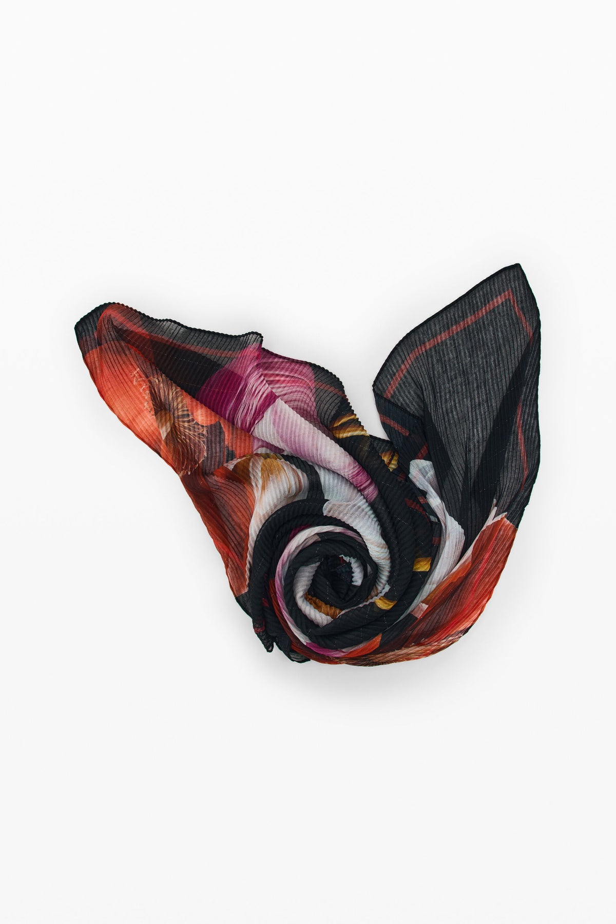 Foulard Stampato a Fiori - Nero