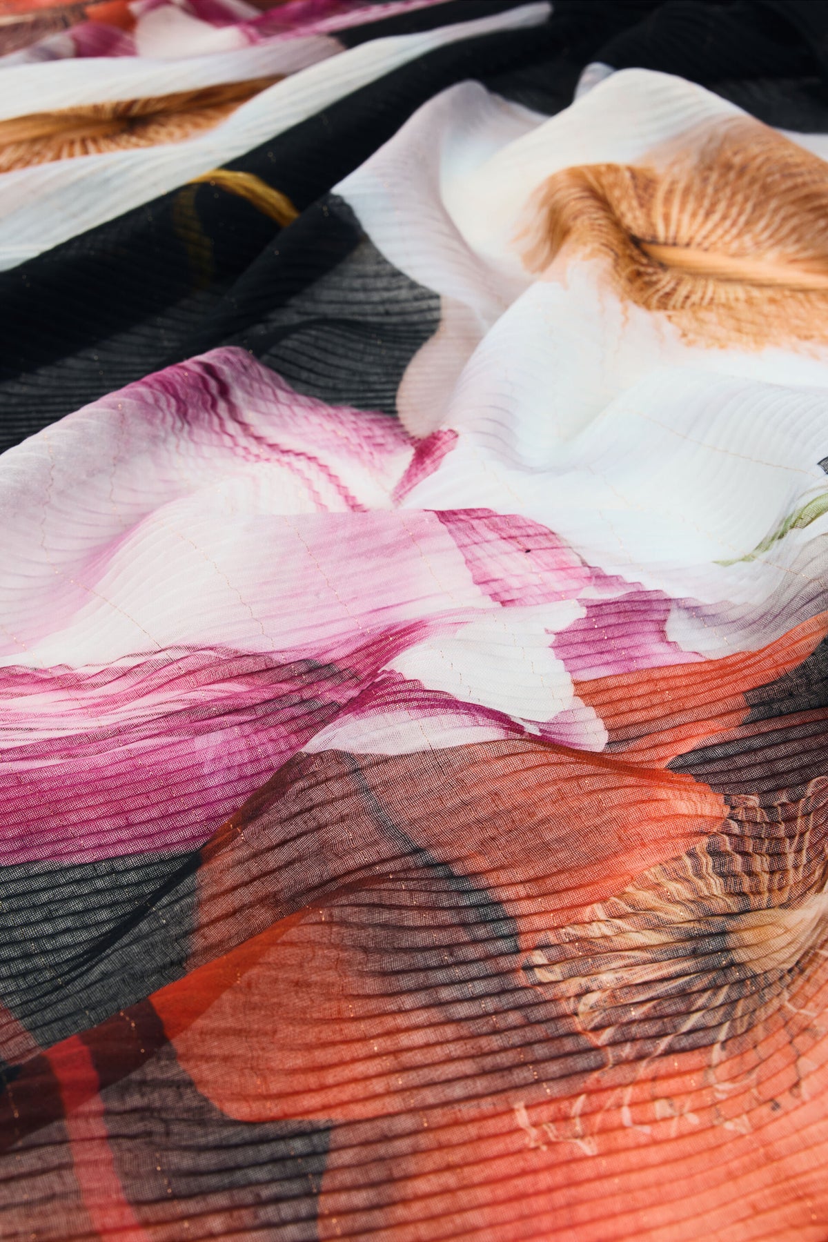 Foulard Stampato a Fiori - Nero