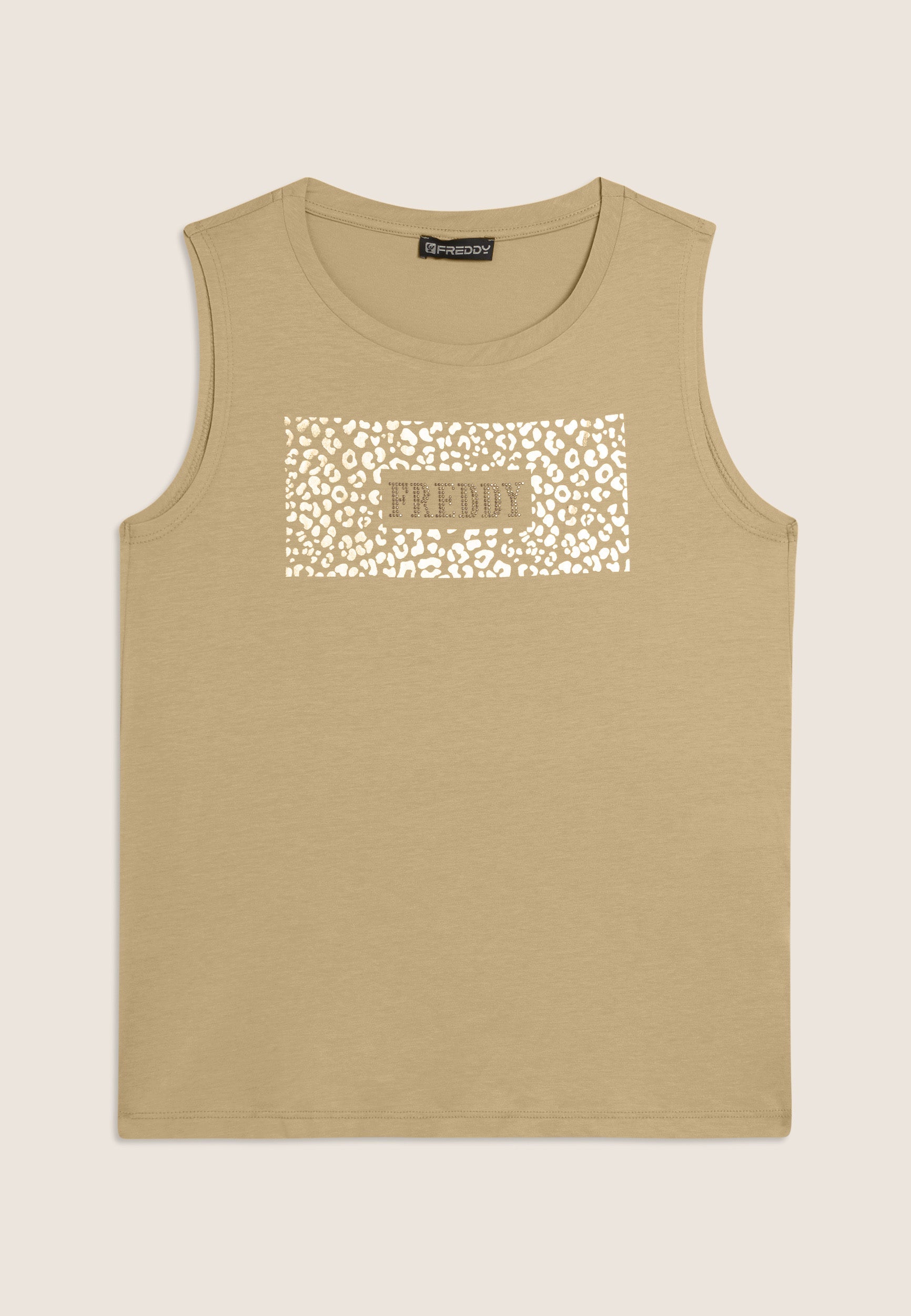 Freddy Canotta con Logo e Grafica Animalier Beige