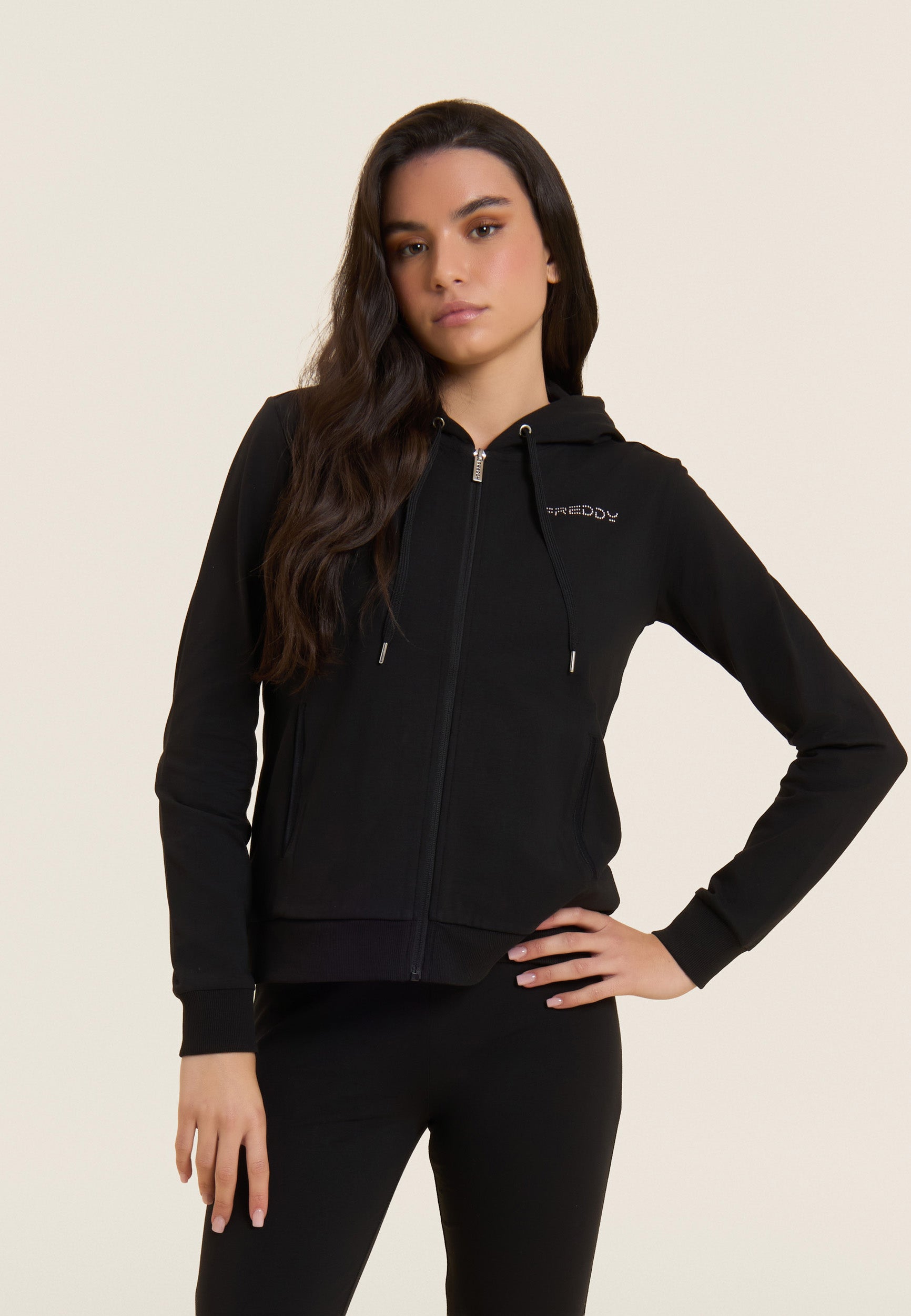 Freddy Felpa Cappuccio con Zip Nero
