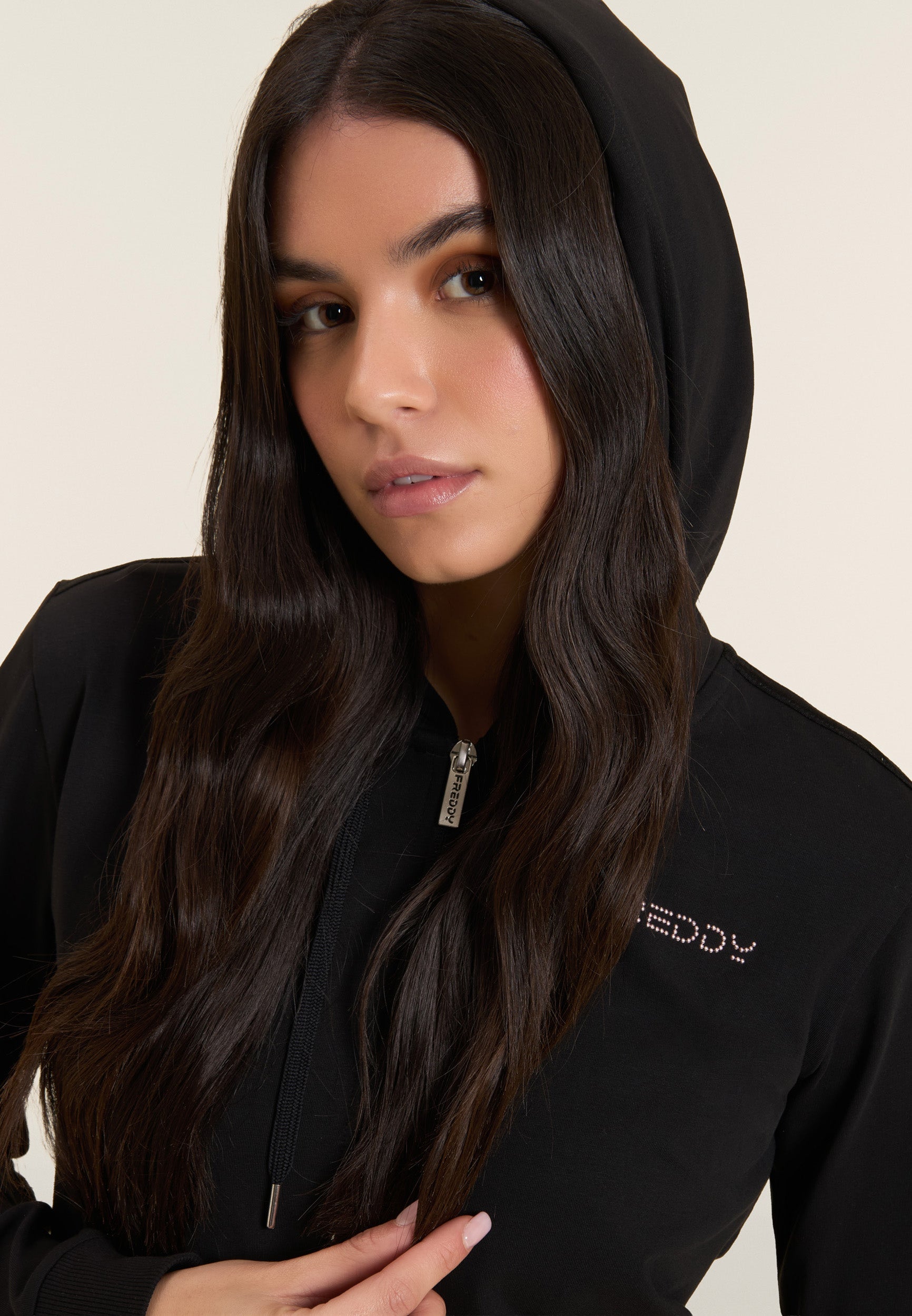 Freddy Felpa Cappuccio con Zip Nero