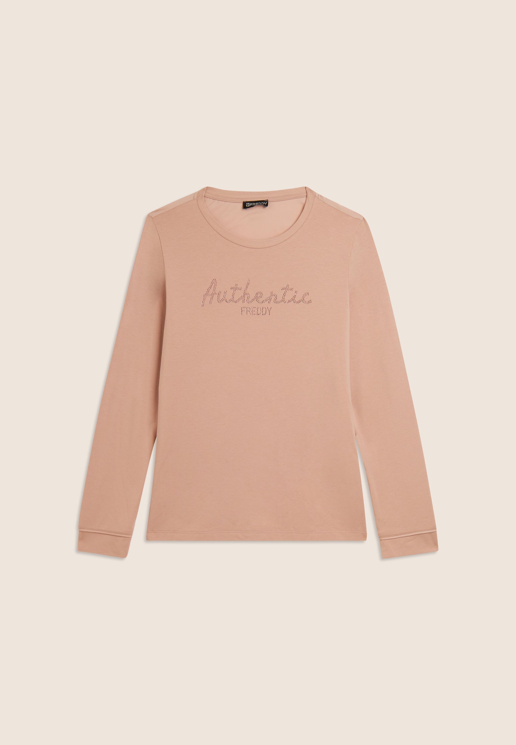 Freddy Felpa Comfort Fit con Strass Authentic Beige