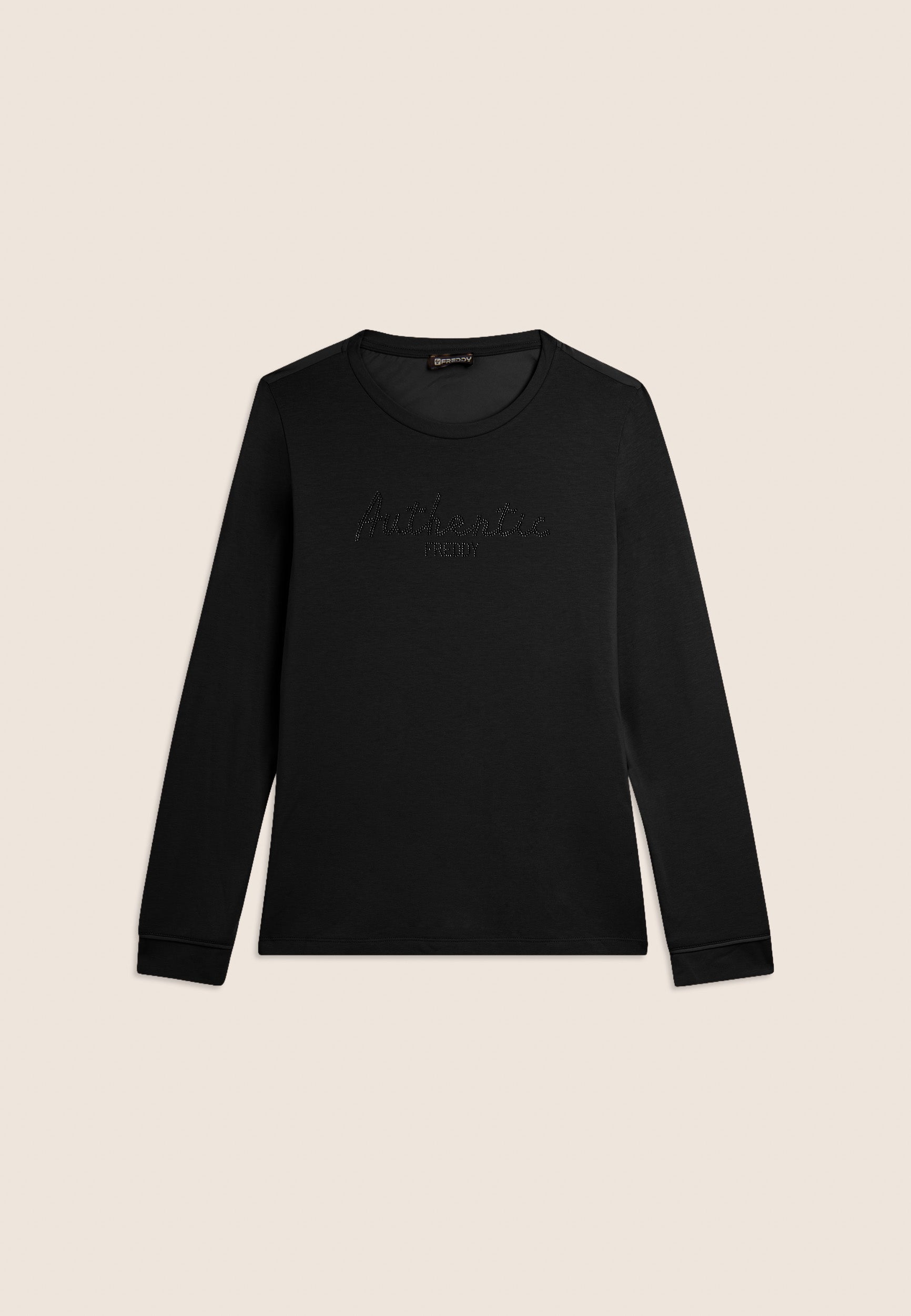 Freddy Felpa Comfort Fit con Strass Authentic Nero