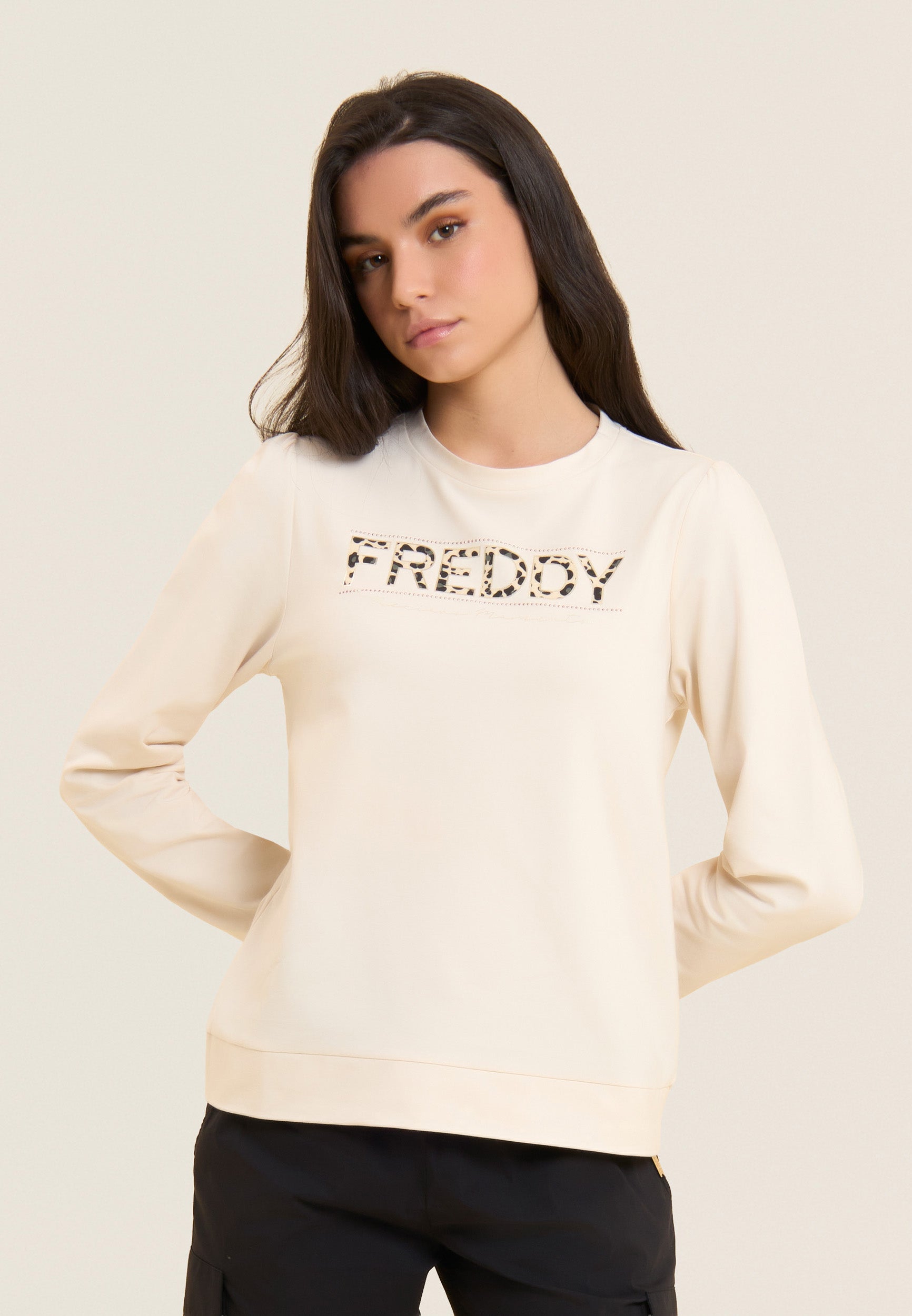 Freddy Felpa con Logo Animalier e Drappeggio Grigio